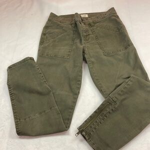 Madewell Utility Army Olive Green Zipper Hem Cotton/Spandex Skinny Jeans S 26